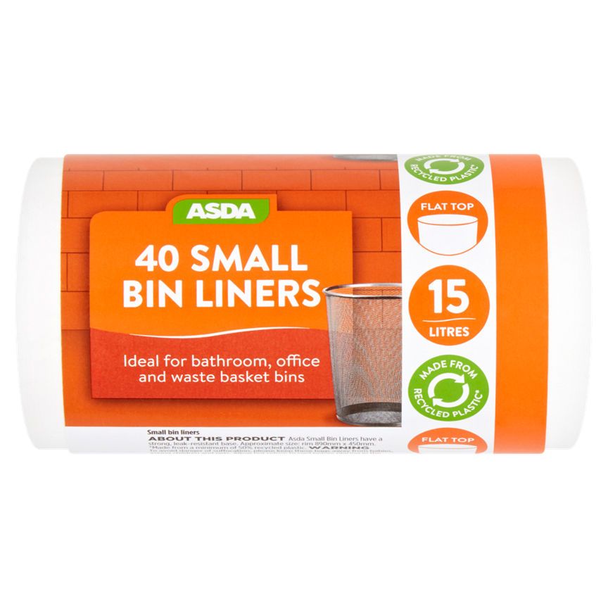 ASDA 40 Small Bin Liners 15 Litres