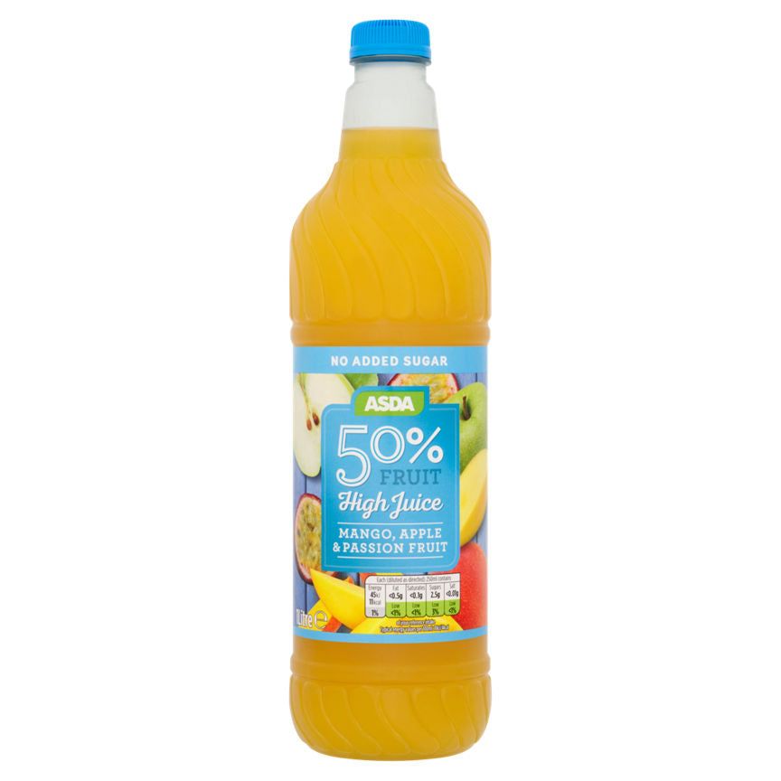 ASDA 50% Fruit High Juice Mango, Apple & Passion Fruit Cordial