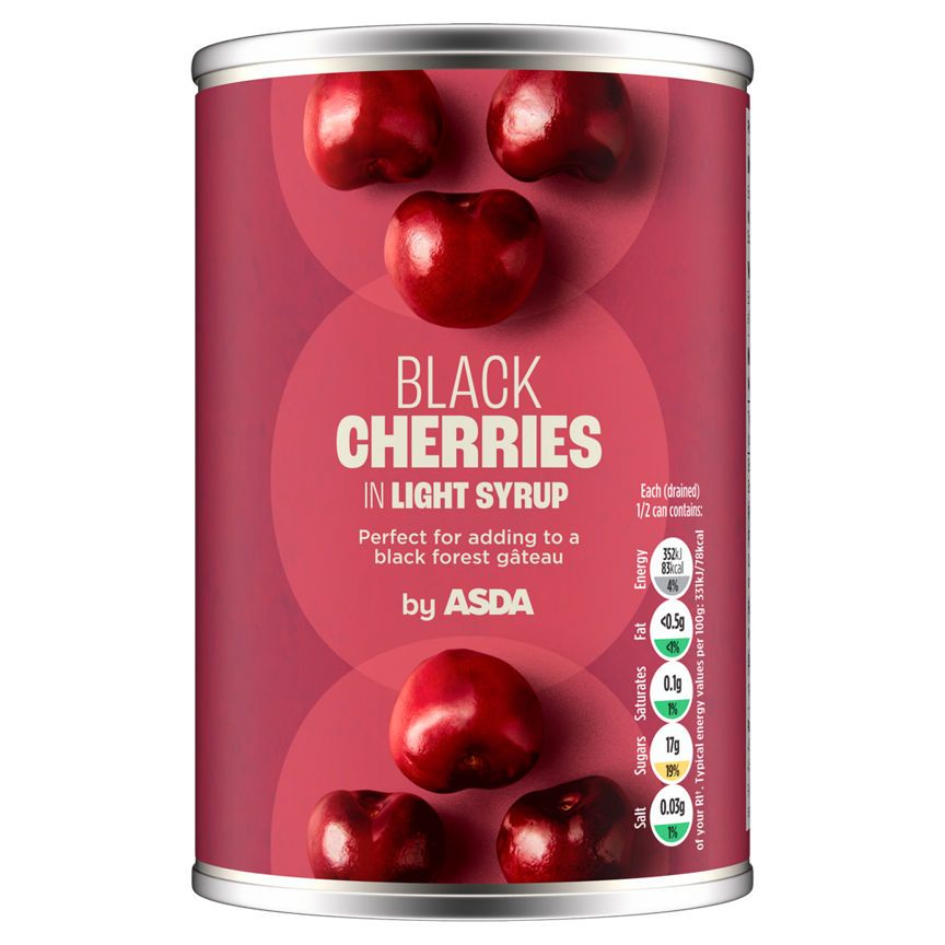 ASDA Black Cherries in Light Syrup 425g