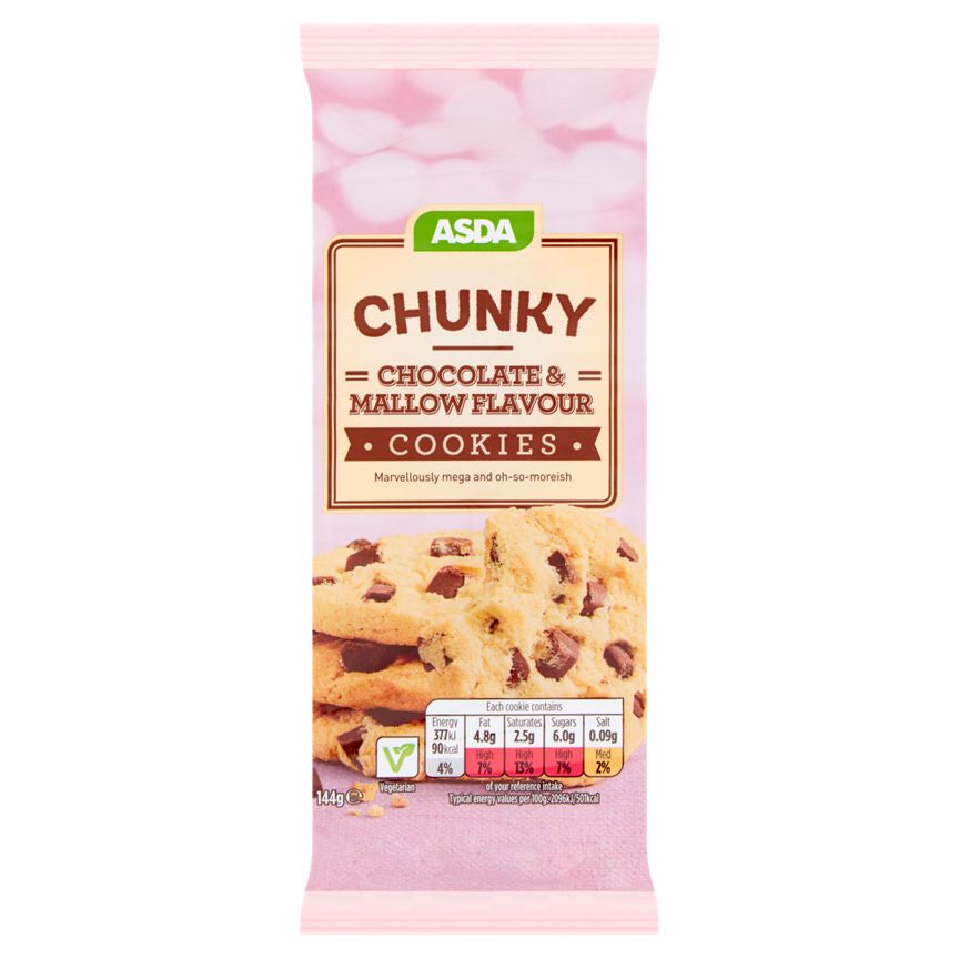 ASDA Chunky Chocolate & Mallow Flavour Cookies 144g