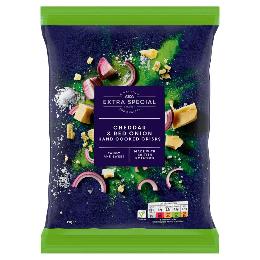 ASDA Extra Special Cheddar & Red Onion Hand Cooked Sharing Crisps