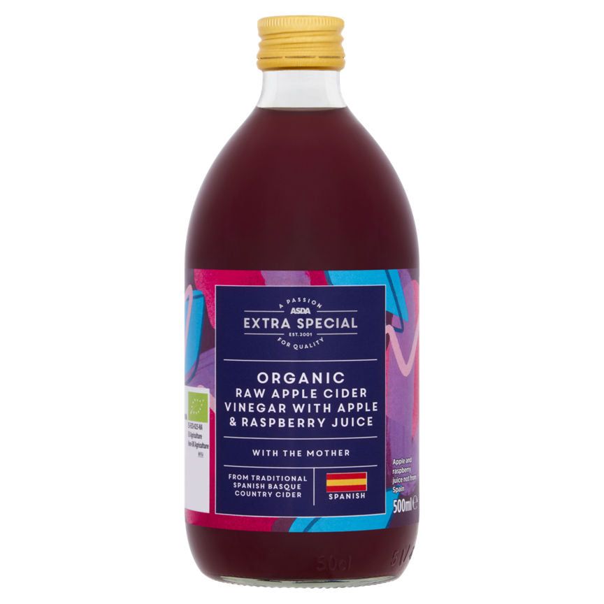 ASDA Extra Special Organic Raw Apple Cider Vinegar with Apple & Raspberry Juice 500ml - McGrocer