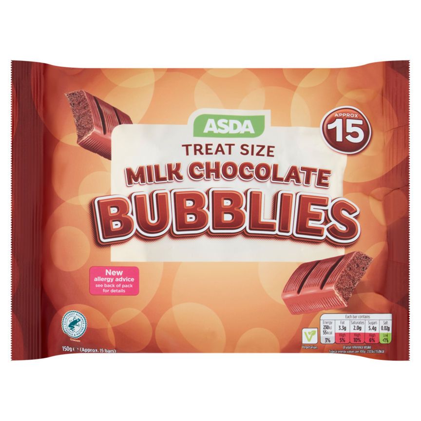 ASDA Fun Size Milk Chocolate Bubblies 15 Pack