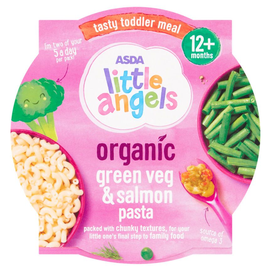 ASDA Little Angels Organic Green Veg & Salmon Pasta 12+ Months