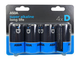 ASDA Long Life Super Alkaline D Batteries