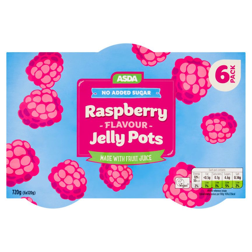 ASDA No Added Sugar Raspberry Flavour Jelly Pots