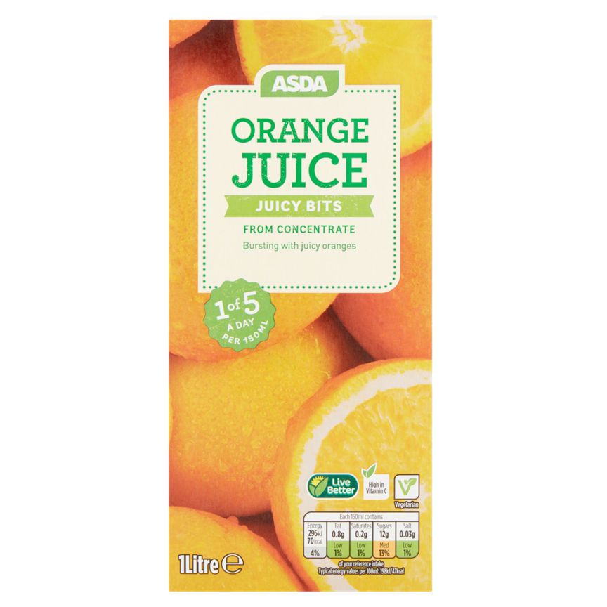 ASDA Orange Juice Juicy Bits from Concentrate 1 Litre