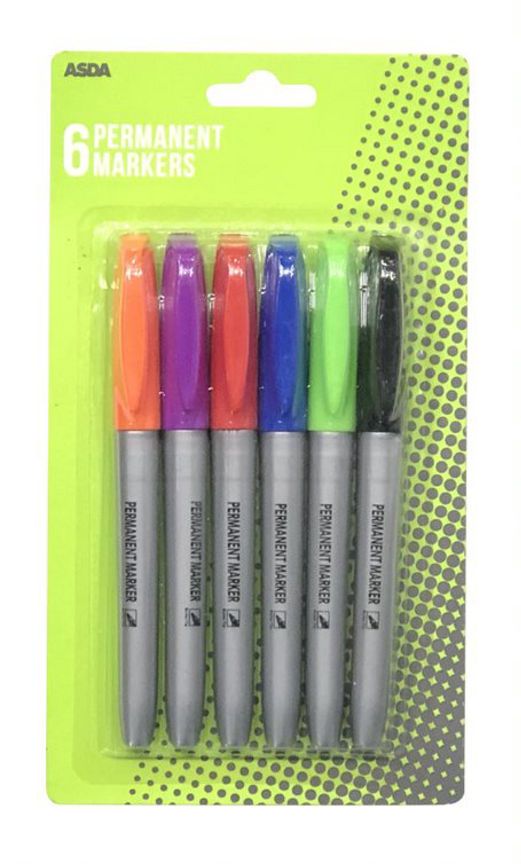 ASDA Permanent Markers – 6 Pack