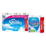 ASDA Shades Asda Shades So Soft Toilet Roll 12 Rolls & Asda Shades Kitchen Roll 4pk Bundle