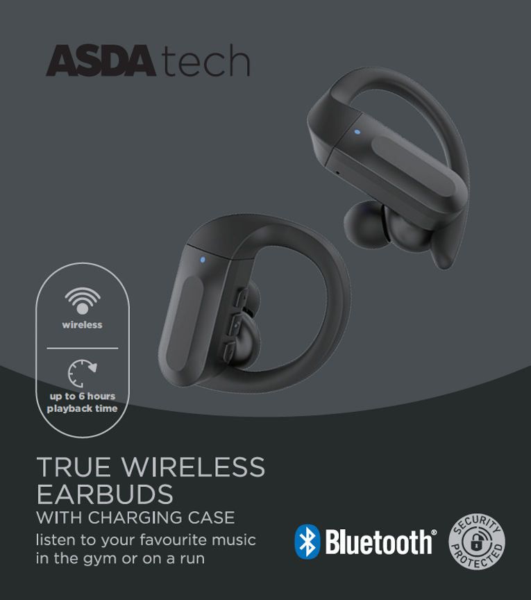 ASDA Tech True Wireless Sports Earphones - Black