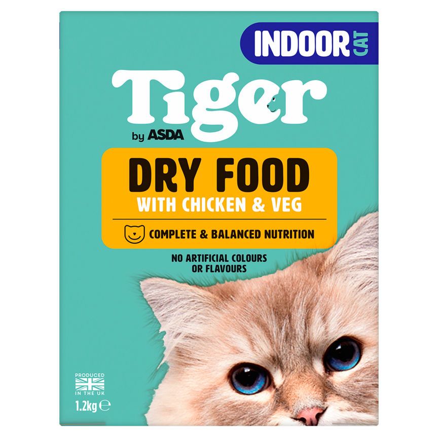 ASDA Tiger Dry Food with Chicken & Veg Indoor Cat 1.2kg