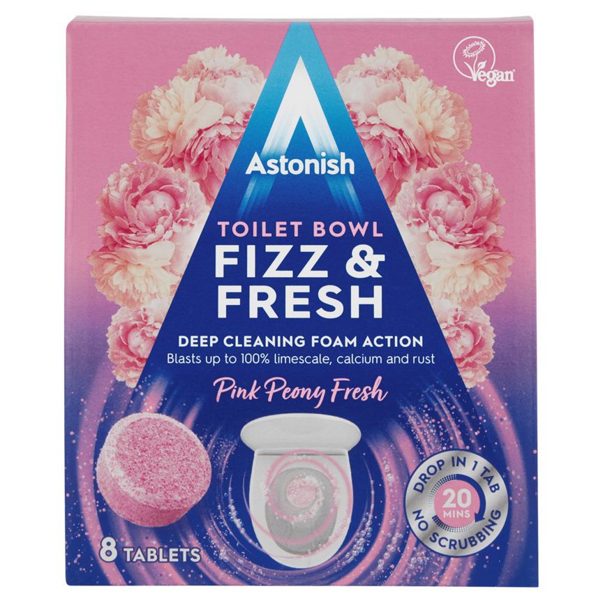 Astonish Toilet Bowl Fizz & Fresh Pink Peony Fresh Tablets 8x