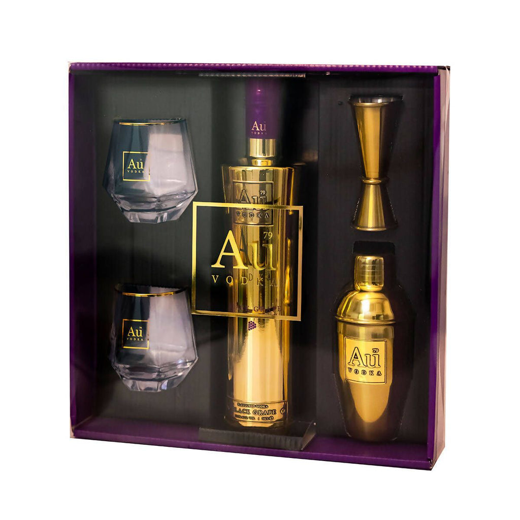 Au Black Grape Vodka 70cl Gift Pack