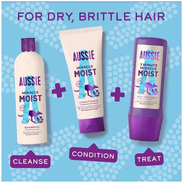 Aussie 3 Minute Miracle Moist Deep Treatment Hair Mask   225ml - McGrocer