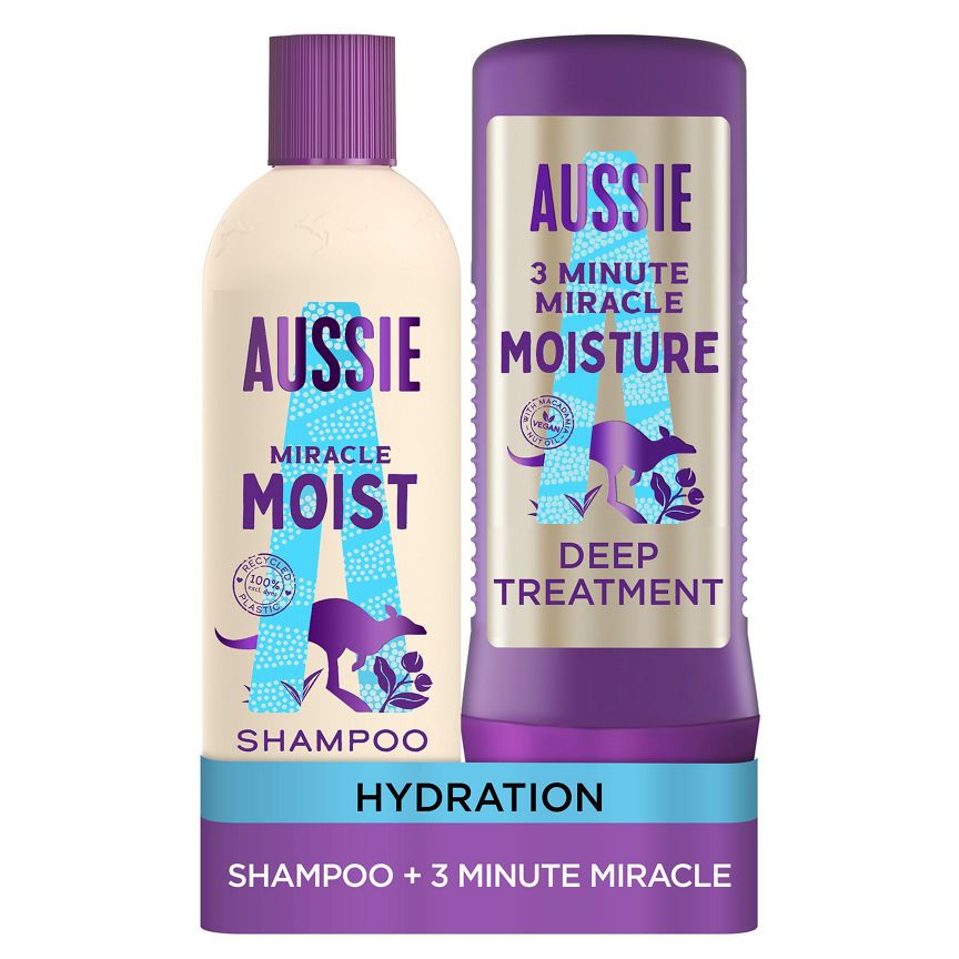 Aussie Miracle Moist Shampoo & Moisture Deep Treatment Bundle For Dry Hair - McGrocer