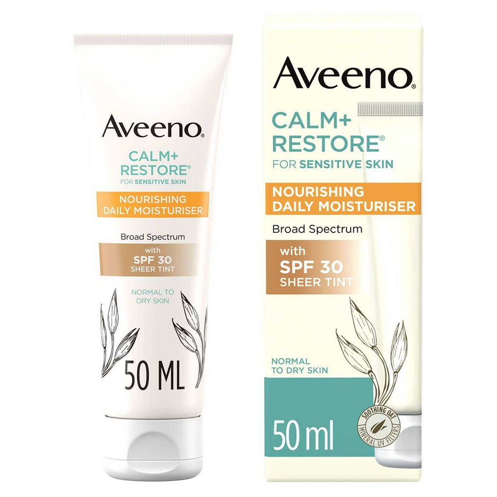 Aveeno Face CALM+RESTORE® Nourishing Daily Moisturiser with Sheer Tint SPF30 50ml