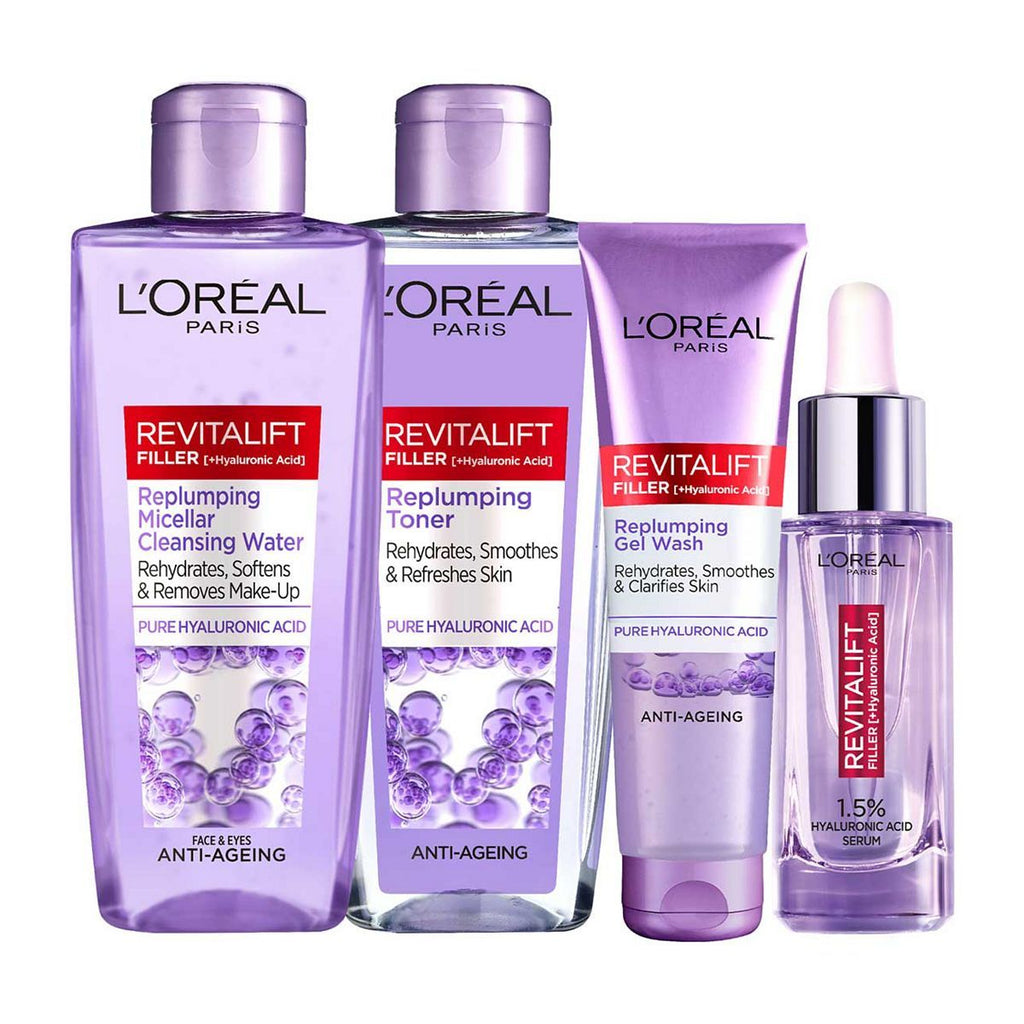 L’Oreal Paris Revitalift Filler Hyaluronic Acid Evening Skincare Routine Bundle