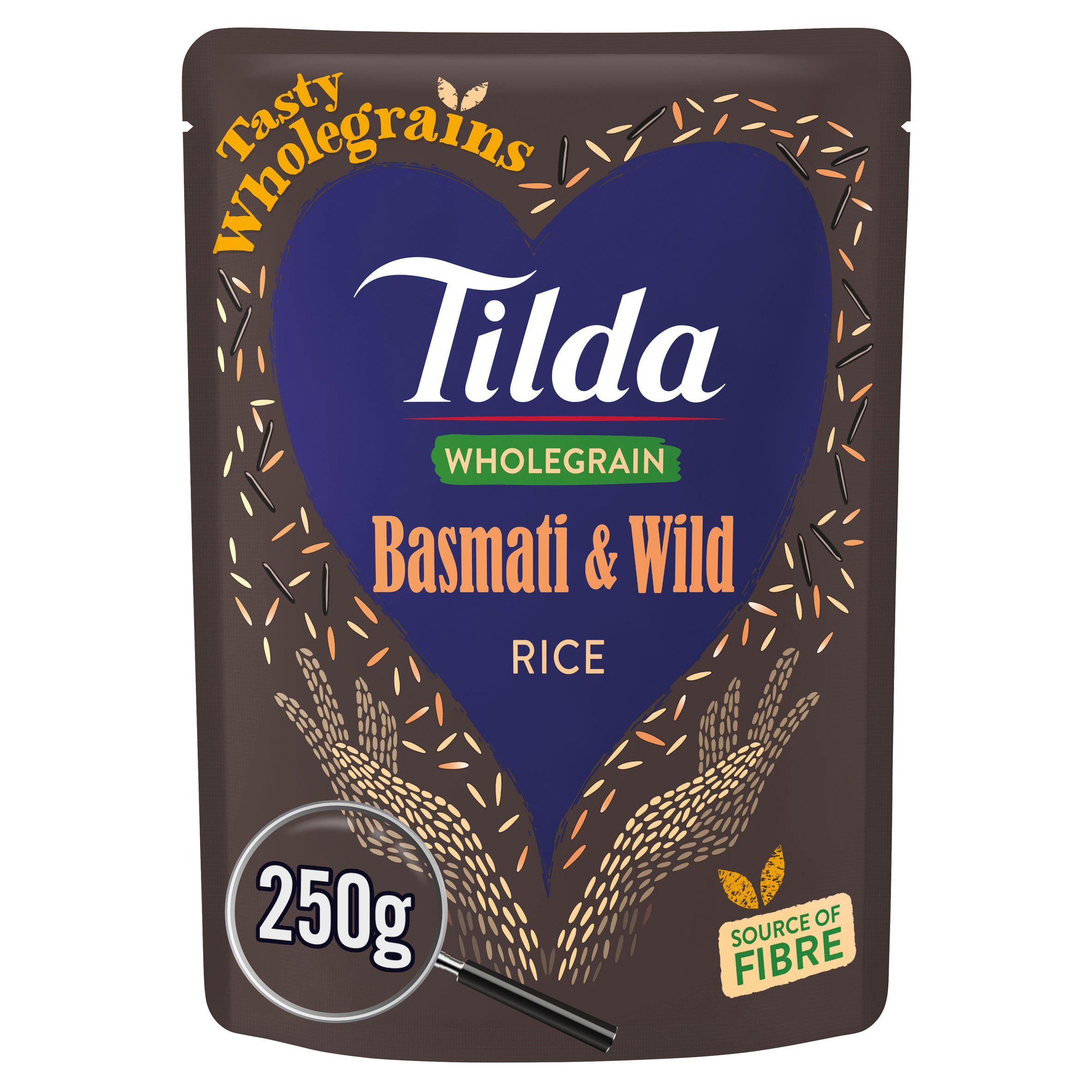 Tilda Microwave Rice Wholegrain Basmati & Wild 250g Microwave rice Sainsburys   