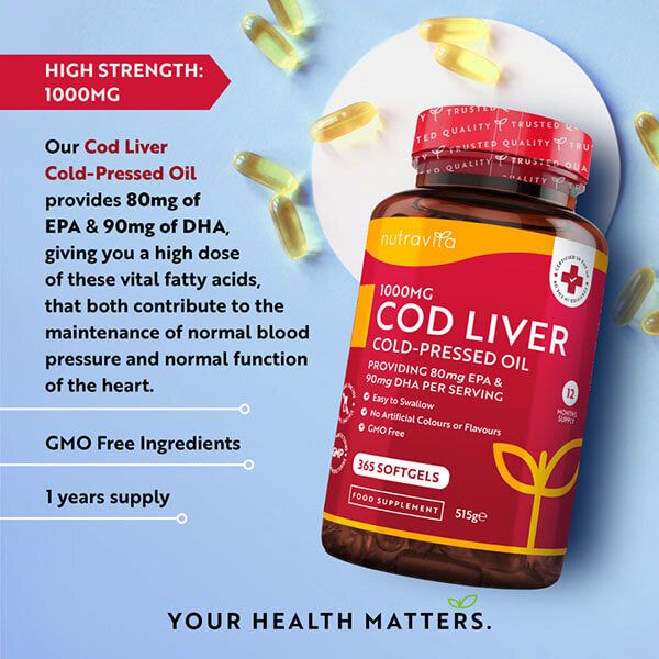 Nutravita Cod Liver Oil 1000mg - Fish Oil - 365 Softgels GOODS Superdrug   