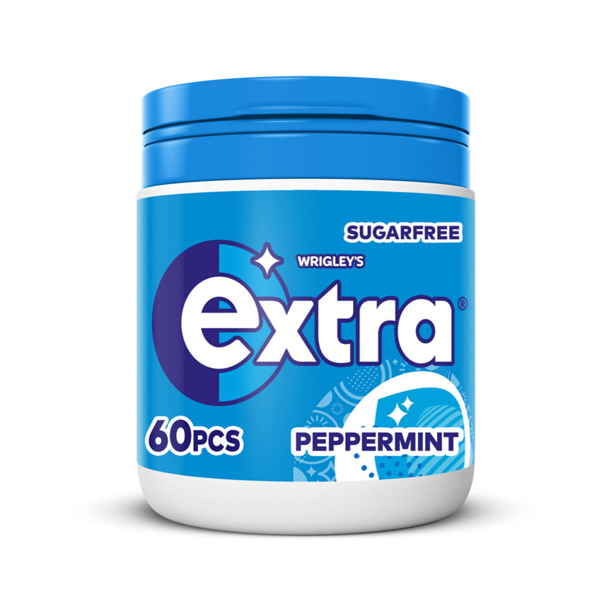 Wrigley's Extra Peppermint Chewing Gum Sugar Free Bottle 60 Pieces Snacks & Confectionery ASDA   