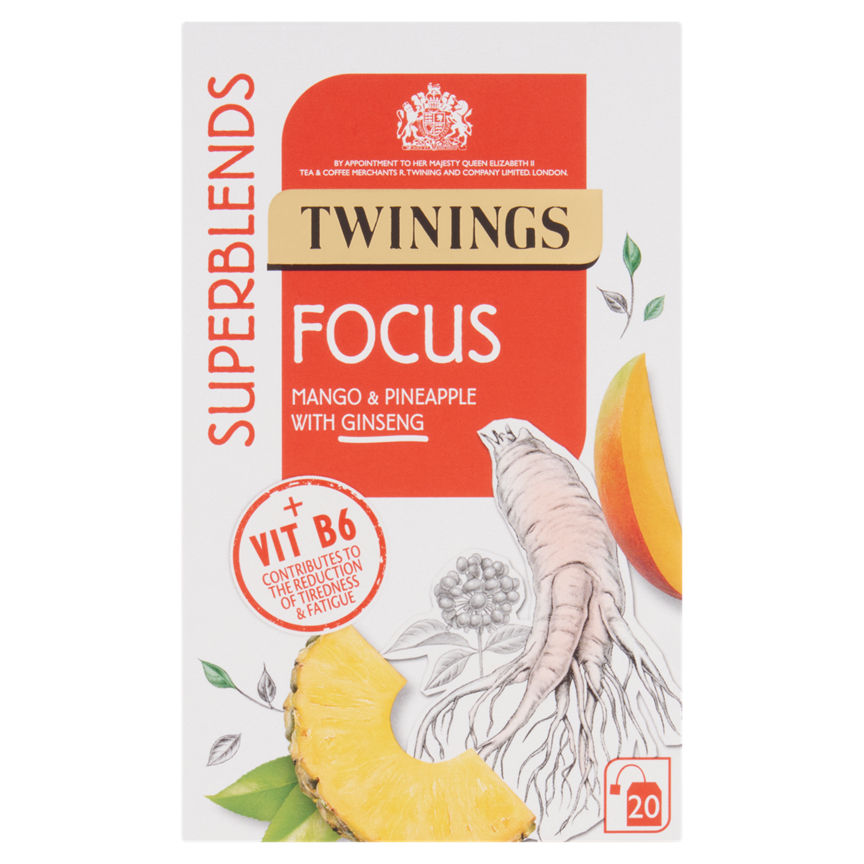 Twinings Superblends Focus Mango & Pineapple with Ginseng Tea Bags 30g