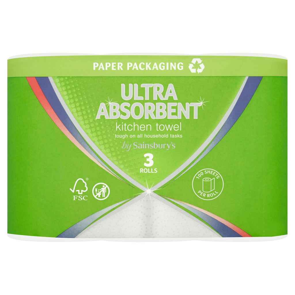 Sainsbury's Ultra Absorbent Kitchen Towel 3 Rolls