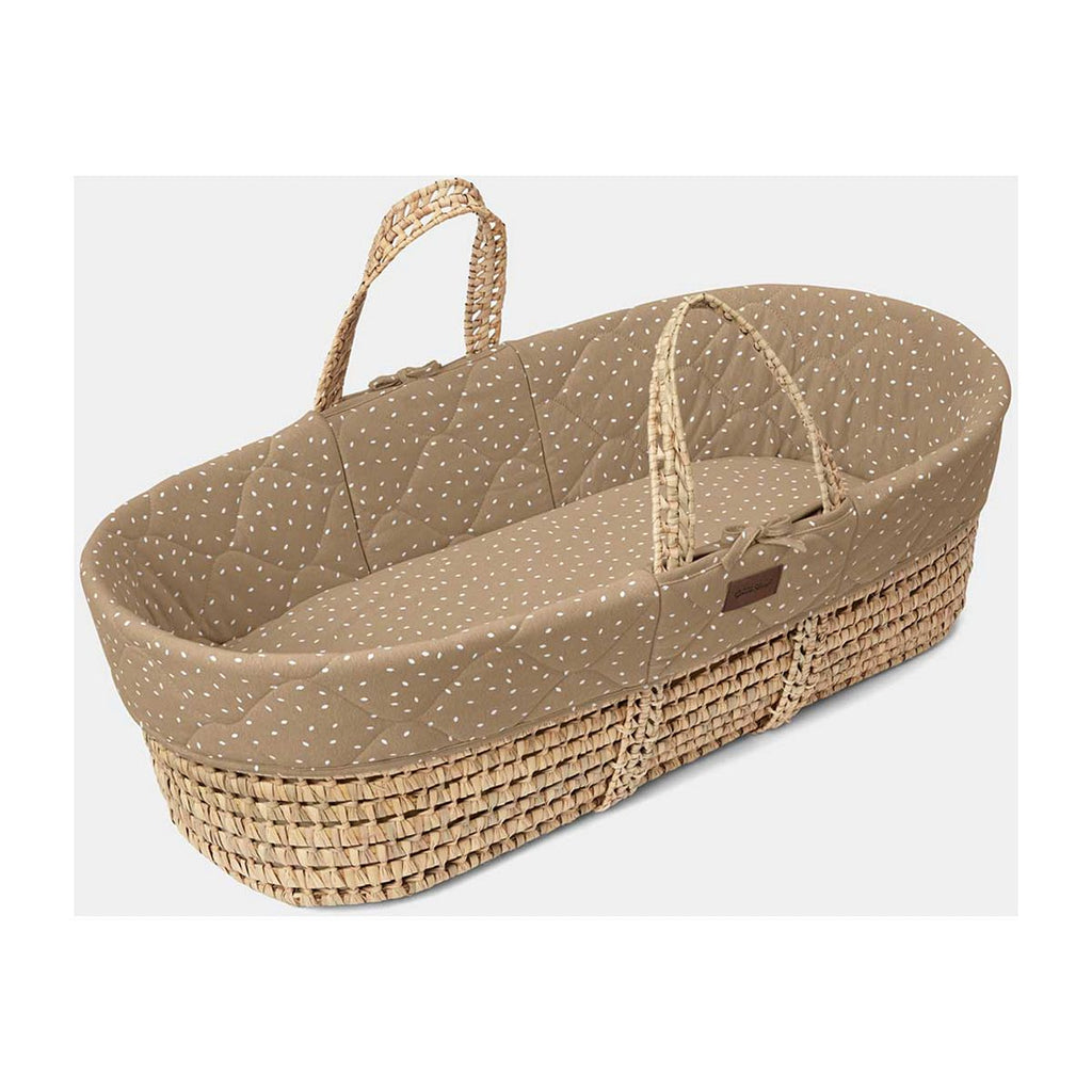 The Little Green Sheep Moses Basket and Rocking Stand Bundle - Quilted Truffle Rice