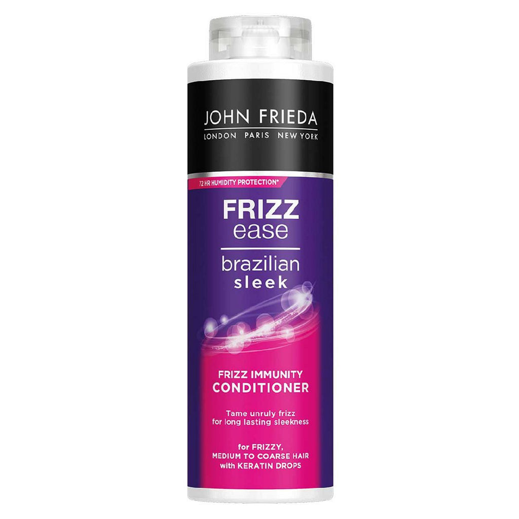 John Frieda Frizz Ease Brazilian Sleek Frizz Immunity Conditioner 500ml for Frizzy, Medium to Coarse Hair