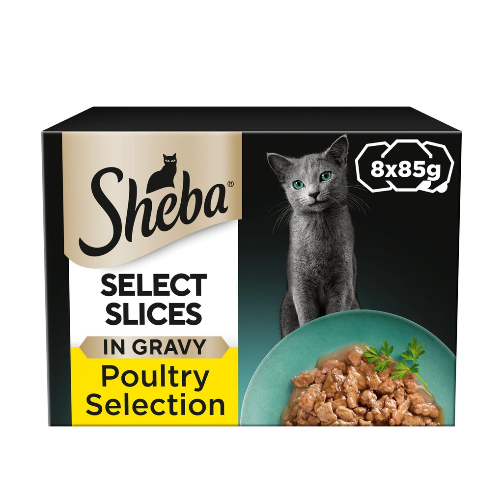 Sheba Select Slices Cat Food Tray Mixed Poultry Collection in Gravy 8x85g