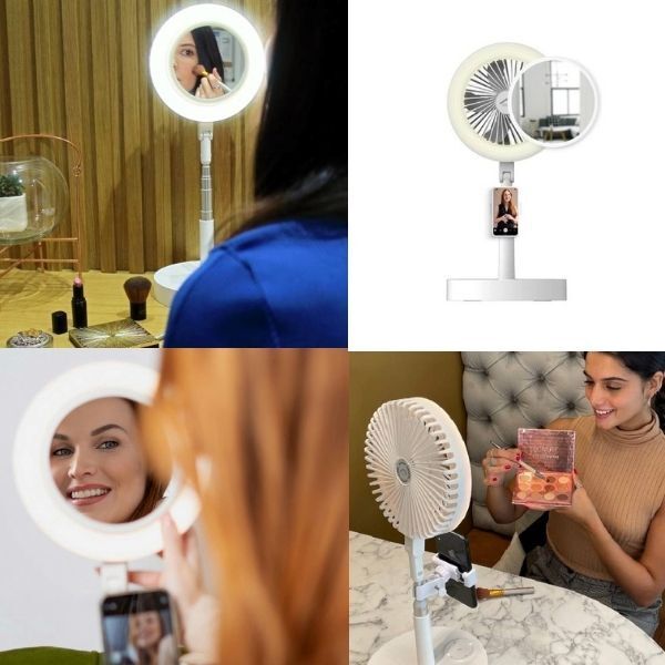 Make Up Vanity Mirror 3-in-1 Portable Smart Fan & LED Light GOODS Superdrug   