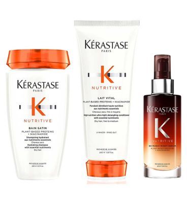 Kérastase Nutritive Shampoo, Conditioner & Hair Serum Set, Hydrating Routine for Dry Hair Lacking Nutrition Trio