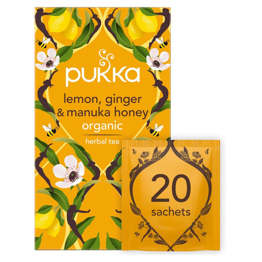 Pukka Organic Lemon, Ginger & Manuka Honey 20 Herbal Tea Sachets GOODS ASDA   