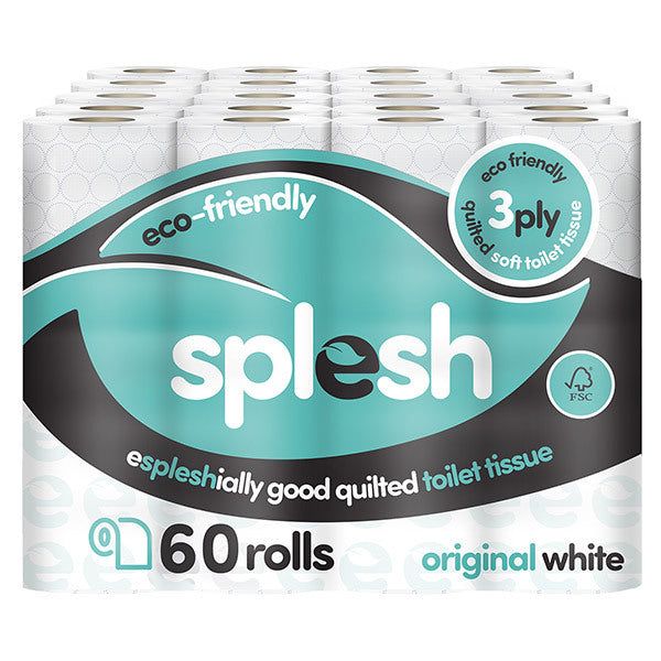 Splesh 60 Rolls Quilted White Toilet Roll