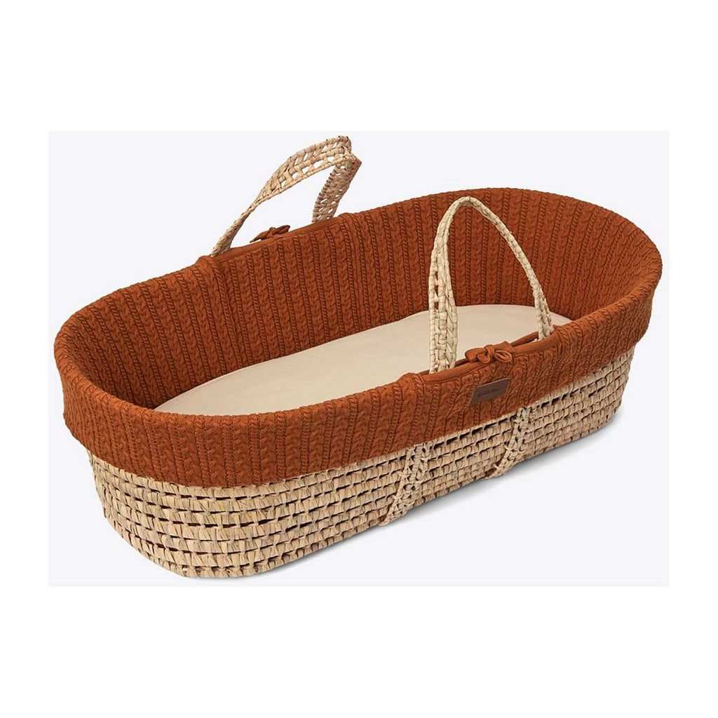 The Little Green Sheep Organic Knitted Moses Basket & Mattress - Terracotta