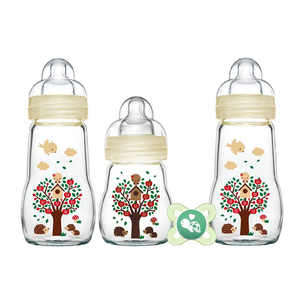 MAM Glass Baby Bottle Set Including MAM Start Soother