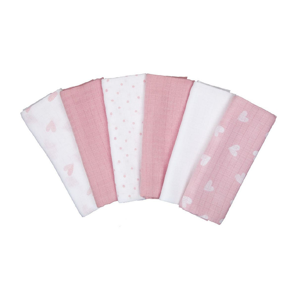 Mothercare Pink Muslins - 6 Pack