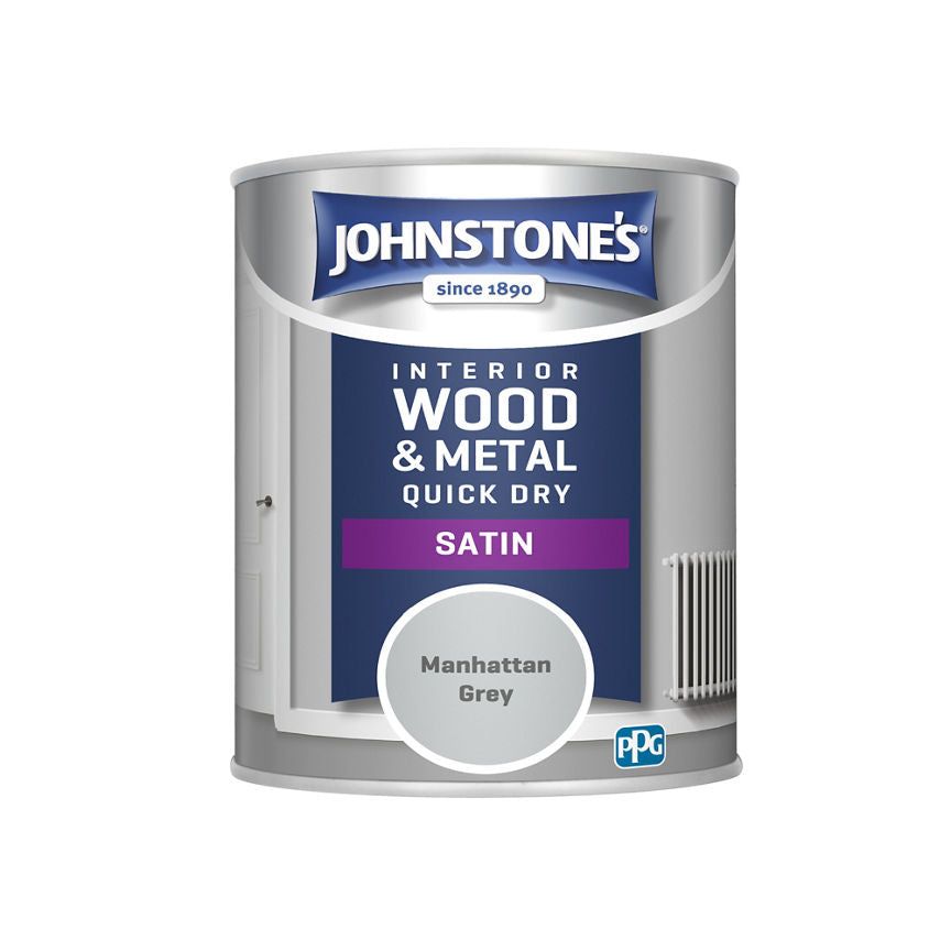 Johnstone's Quick Dry Satin, Manhattan Grey, 750ml