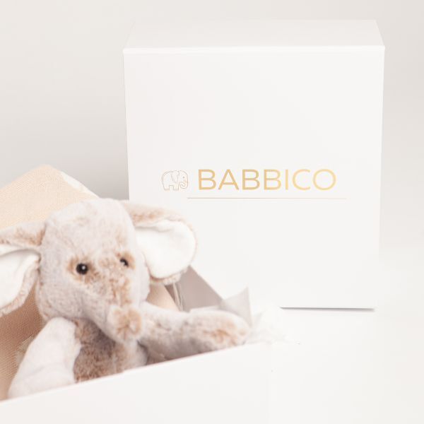 Babbico Beige Elephant Toy And Rattle Blanket Baby Gift Set