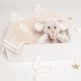 Babbico Beige Elephant Toy And Rattle Blanket Baby Gift Set