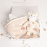 Babbico Beige Giraffe Toy And Star Blanket Baby Gift Set