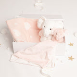 Babbico Elephant Toy, Pink Blanket & Comforter Baby Gift Set