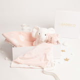 Babbico Elephant Toy, Pink Blanket & Comforter Baby Gift Set