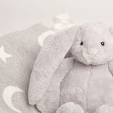 Babbico Grey Bunny Toy And Moon & Star Blanket Baby Gift Set