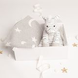 Babbico Grey Zebra Plush Toy And Star Blanket Baby Gift Set