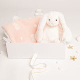 Babbico White Bunny And Pink Dot Heart Blanket Baby Gift Set