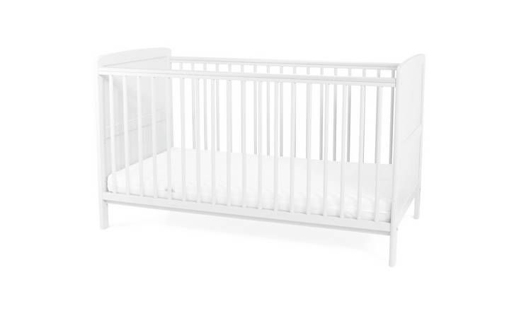 Baby Elegance Travis Baby Cot Bed with Mattress - White