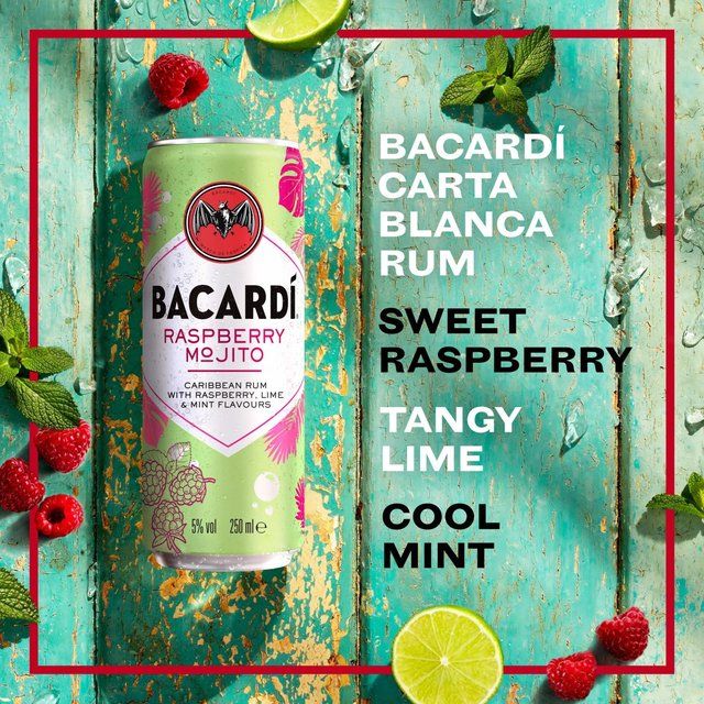 Bacardi Raspberry Mojito Premix Rum Cocktail   250ml