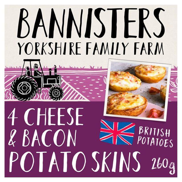 Bannisters Farm 4 Cheese & Bacon Baked Potato Skins   260g - McGrocer