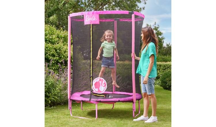 Barbie 4.5ft Outdoor Kids Trampoline with Enclosure