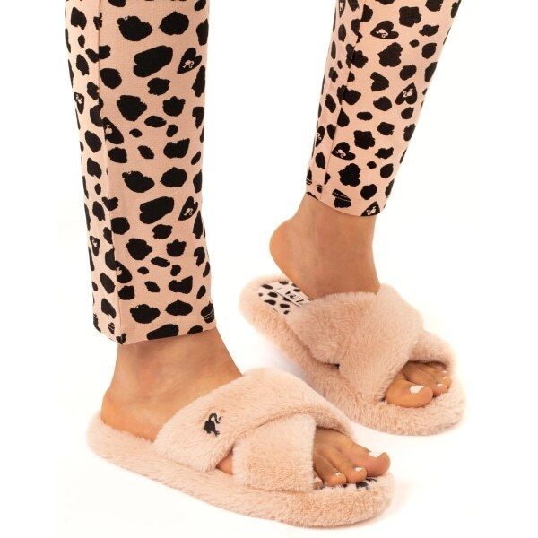 Barbie Womens Crossover Fluffy Slippers (3-4) - McGrocer